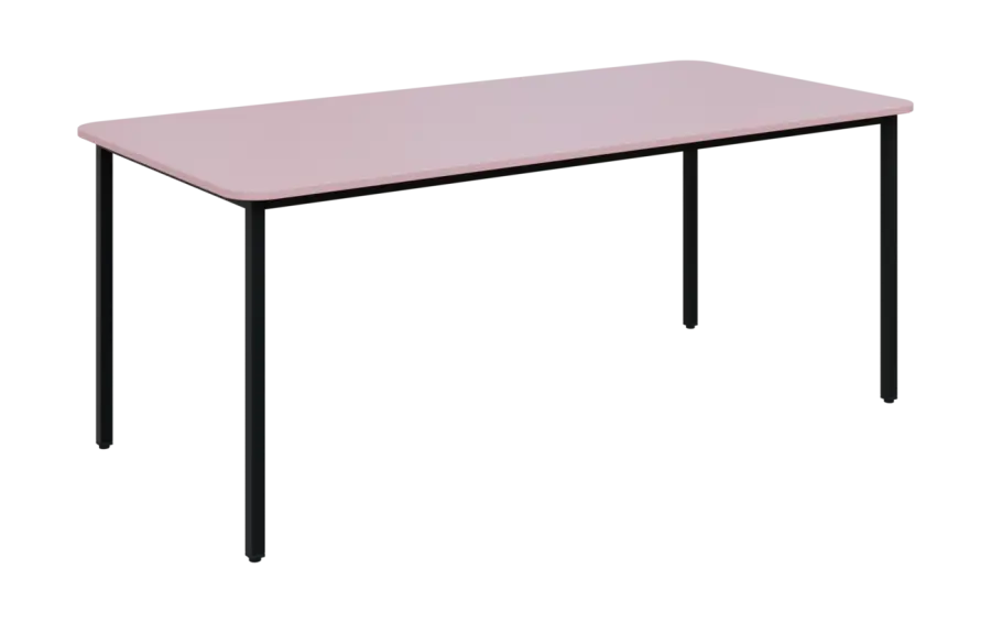 JSBR 190N Jídelní stůl 1900 x 900 mm, deska pastelově růžová / podnož černá